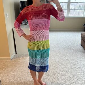 Paula maxi Dress multi stripe coverup